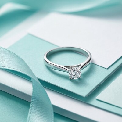Foto Anel Solitário Moissanite 5 MM Prata 925