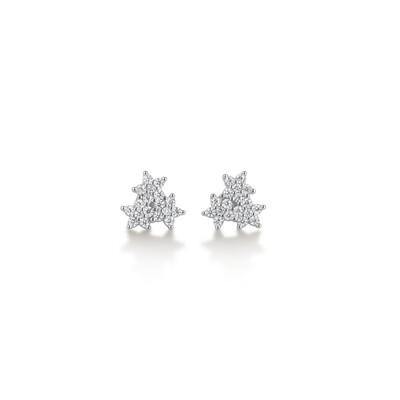 Foto Brinco Trio de Flores de Moissanite | Prata 925 com Ródio | 1 cm