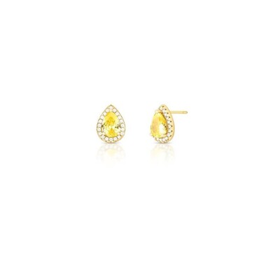 Foto Brinco Gota M Citrino Banho de Ouro 18 K