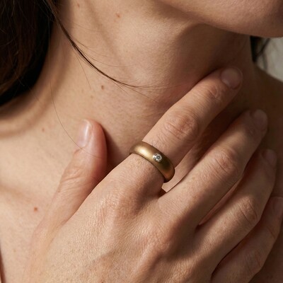 FotoAnel Ajustável em Silicone Bronze com Moissanite 2mm Prata 925