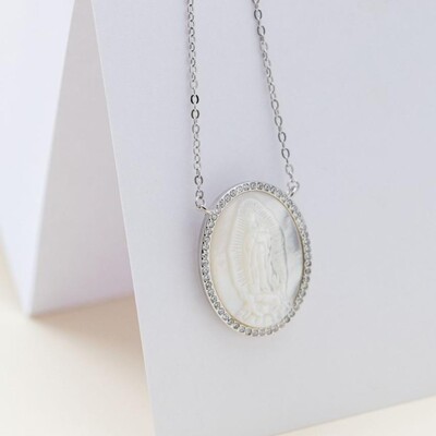 Foto Colar Nossa Senhora de Guadalupe em Madrepérola Prata 925