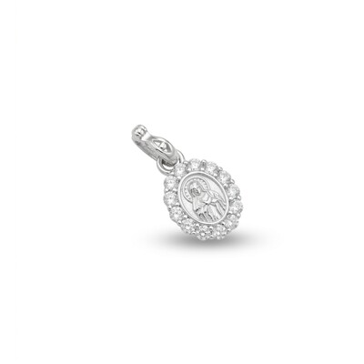 Foto Pingente Sagrado Coração de Maria com Zircônias | Prata 925 com Ródio | 1 cm × 1,2 cm
