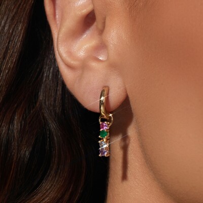 Foto Brinco Argola Ear Bling Colors Banho de Ouro 18k