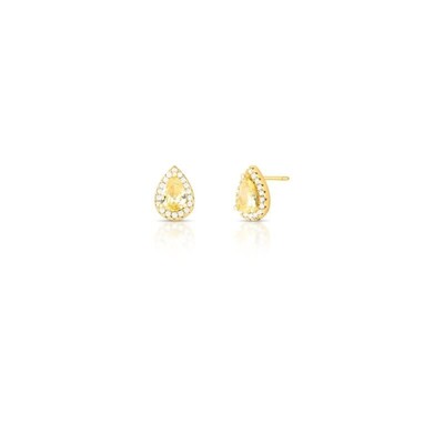 Foto Brinco Gota P Citrino Banho de Ouro 18 K