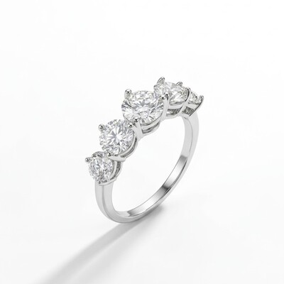 Foto Anel Meia Aliança Lapidação Brilhante Moissanite 6,0mm / 2,4ct - D VVS1 - Prata 925