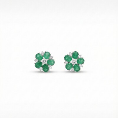 Foto Brinco Flor Esmeralda Fusion Beth Prata 925