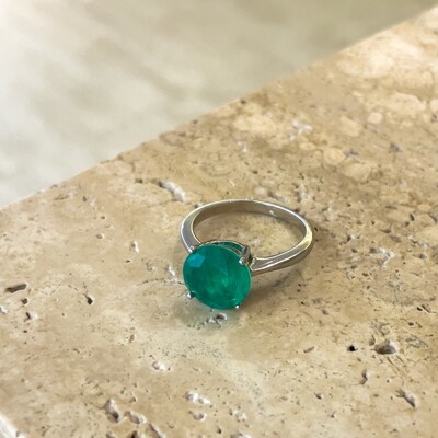 Foto Anel Solitário 10 MM Esmeralda Fusion Prata 925