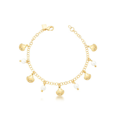 Foto Pulseira Conchas e Pérolas Banho de Ouro 18 K