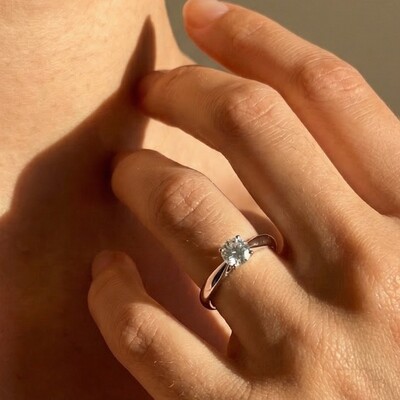 FotoAnel Solitário Moissanite 5 MM Prata 925