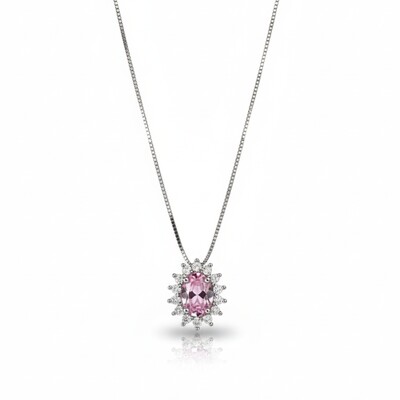 Foto Colar Oval Kunzita Princesa Prata 925