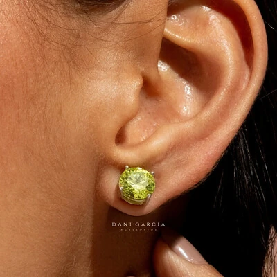 FotoBrinco Solitário 8 MM Apple Green Prata 925