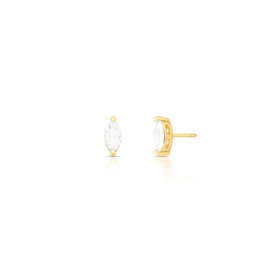Foto Brinco Navete Incolor Banho de Ouro 18 K