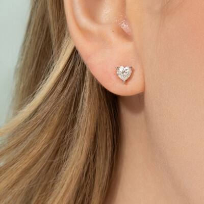 FotoBrinco Coração Moissanite 5 MM Prata 925
