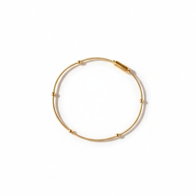 Foto Pulseira Corda de Violão Solitária Bolinhas Banhos de Ouro 18 K