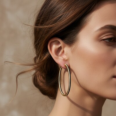 FotoMax Argola Duas Fileiras de Zircônias Preto e Branco Banho de Ouro 18 K