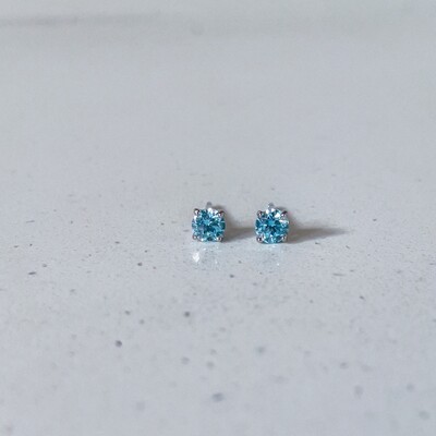 Foto Brinco Solitário 4 MM Água Marinha Prata 925