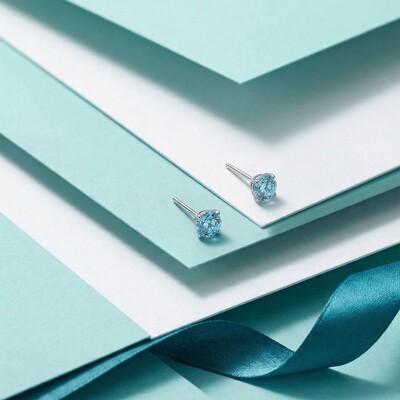 Foto Brinco Solitário 4 MM Água Marinha Prata 925