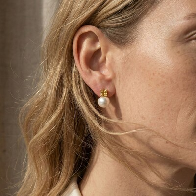 FotoBrinco Pérola Barroca com Quadrado Citrino Banho de Ouro 18 K