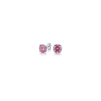 Foto Brinco Solitário Zircônia Rodolita Redonda PP | Prata 925 com Ródio | 0,6 cm