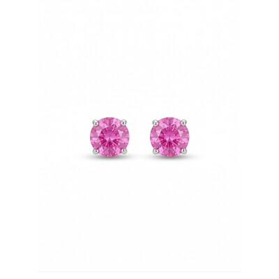 FotoBrinco Solitário 6 MM Turmalina Pink Prata 925