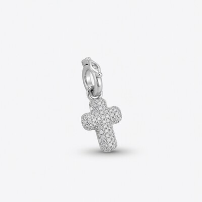 Foto Pingente Cruz Cravejada de Zircônias | Prata 925 com Ródio | 1 cm × 1 cm