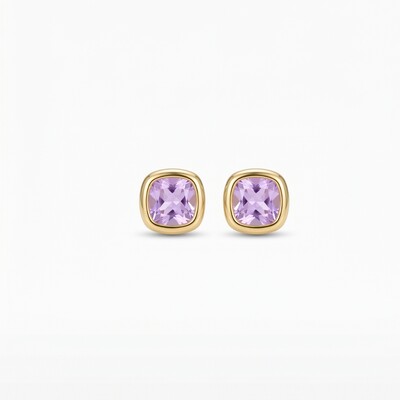Foto Brinco Quadrado Zircônia Lavanda | Banho de Ouro 18k | 7mm
