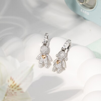 FotoPingente Menina Cravejada Coração Dourado Prata 925