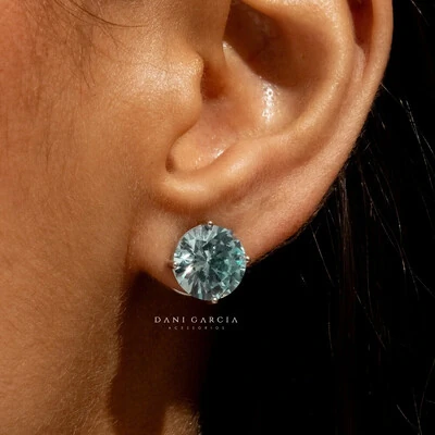 FotoBrinco Solitário 10 MM Água Marinha Prata 925