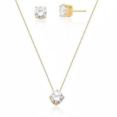 Foto Conjunto Ponto de Luz 8 MM Duda Banho de Ouro 18 K