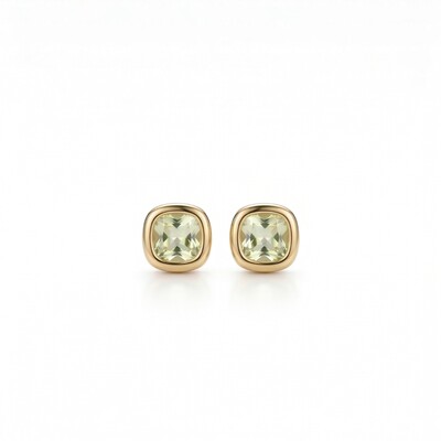 Foto Brinco Quadrado Cristal Verde Claro | Banho de Ouro 18k | 7mm