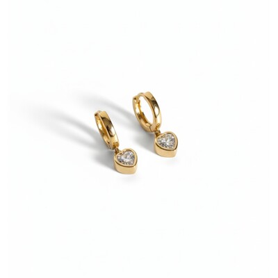 Foto Argola Pêndulo Coração Banho de Ouro 18 K