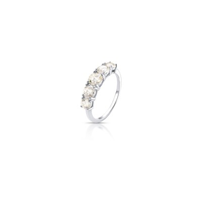 Foto Meia Aliança Moissanite 5 MM 5 Pedras Prata 925