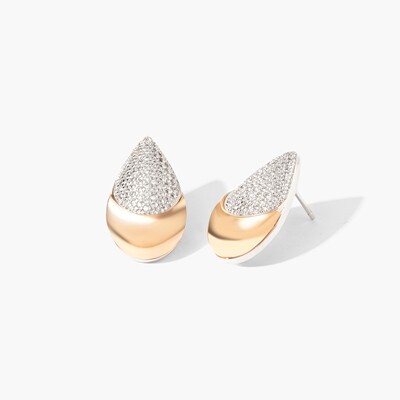 Foto Brinco Gota Gravejada e Lisa Mix Banho de Ouro 18 K