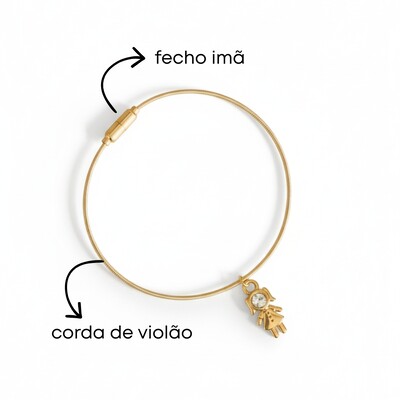 Foto Pulseira Corda de Violão Menina Banho de Ouro 18 K