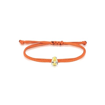 Foto Pulseira Regulável com Fio Encerado Laranja Gota Citrino Prata 925