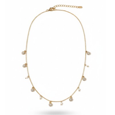 Foto Gargantilha Pérolas e Zircônias Lili Banho de Ouro 18 K