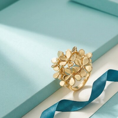 FotoAnel Flores Fosco Acetinado Coleção Duna | Banho de Ouro 18k