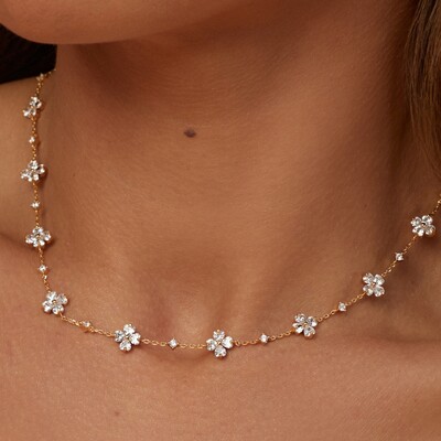 FotoColar Florzinhas com Zircônia Banho Ouro 18k