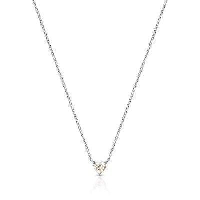 Foto Colar Coração Moissanite 5 MM Prata 925
