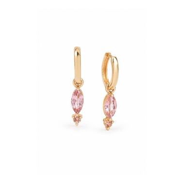 Foto Argola Ear Bling com Charm Navete Cristal Rodolita e Detalhe Cristal Citrino | Liga Metálica Banho O