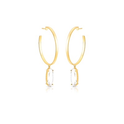 Foto Argola Navete G Incolor Banho de Ouro 18 K