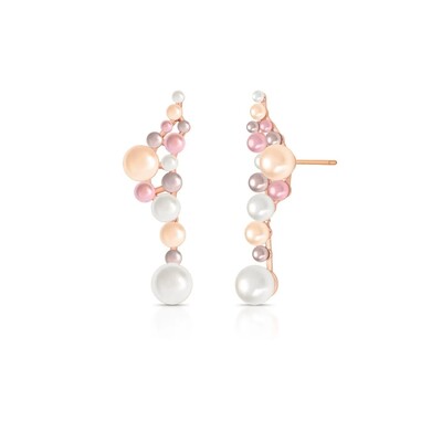 Foto Brinco Ear Cuff Pérolas Coloridas em Pêndulo Banho Rosê