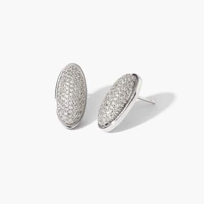 Foto Brinco Oval Cravejado Ródio Branco