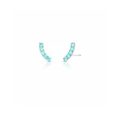 Foto Brinco Ear Cuff Curvo Five Turmalina Paraíba Ródio Branco