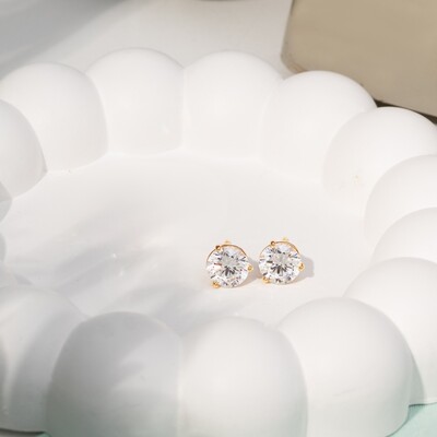 Foto Brinco Solitário 8 MM Duda Banho de Ouro 18 K