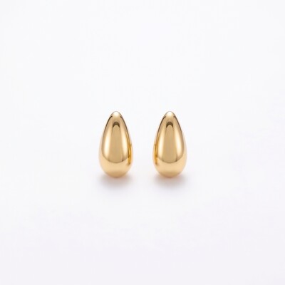 Foto Brinco Gota Abaulada Lisa | Banho de Ouro 18k | 1,7x0,9cm