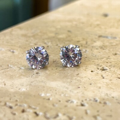 Foto Brinco Ponto de Luz Zircônia 8 MM Prata 925