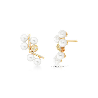 Foto Brinco Ear Cuff Pérolas Cris Banho de Ouro 18 K