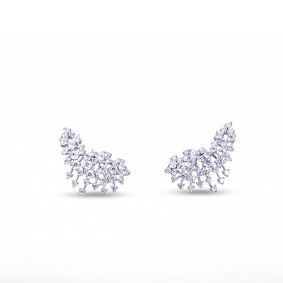 Foto Brinco Ear Cuff Explosion Zircônias | Ródio Branco | Tarraxa Vírgula | 2x1,2cm