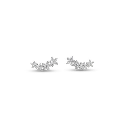 Foto Brinco Ear Cuff 4 Flores de Moissanite | Prata 925 com Ródio | 1,5 cm × 0,5 cm